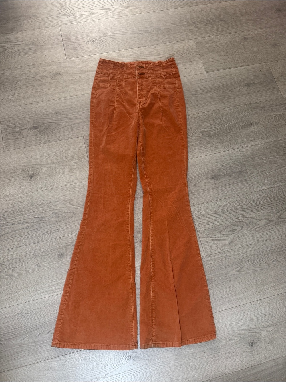 We The Free Wide-Leg Corduroy Pants in Rust Orange